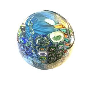 NEW Seascape Coral Inspired 6” Large Orb Paperweight Art Glass by Scott Garrelts